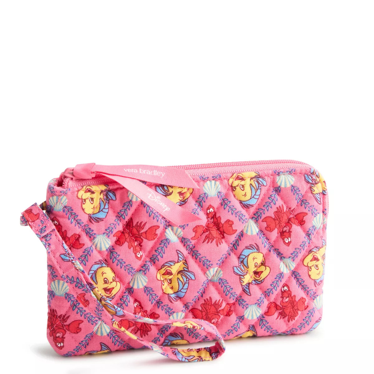 Vera Bradley Women's Outlet Disney Cotton Essential Zip Wristlet Ariel's Pink Lagoon Ditsy | Target