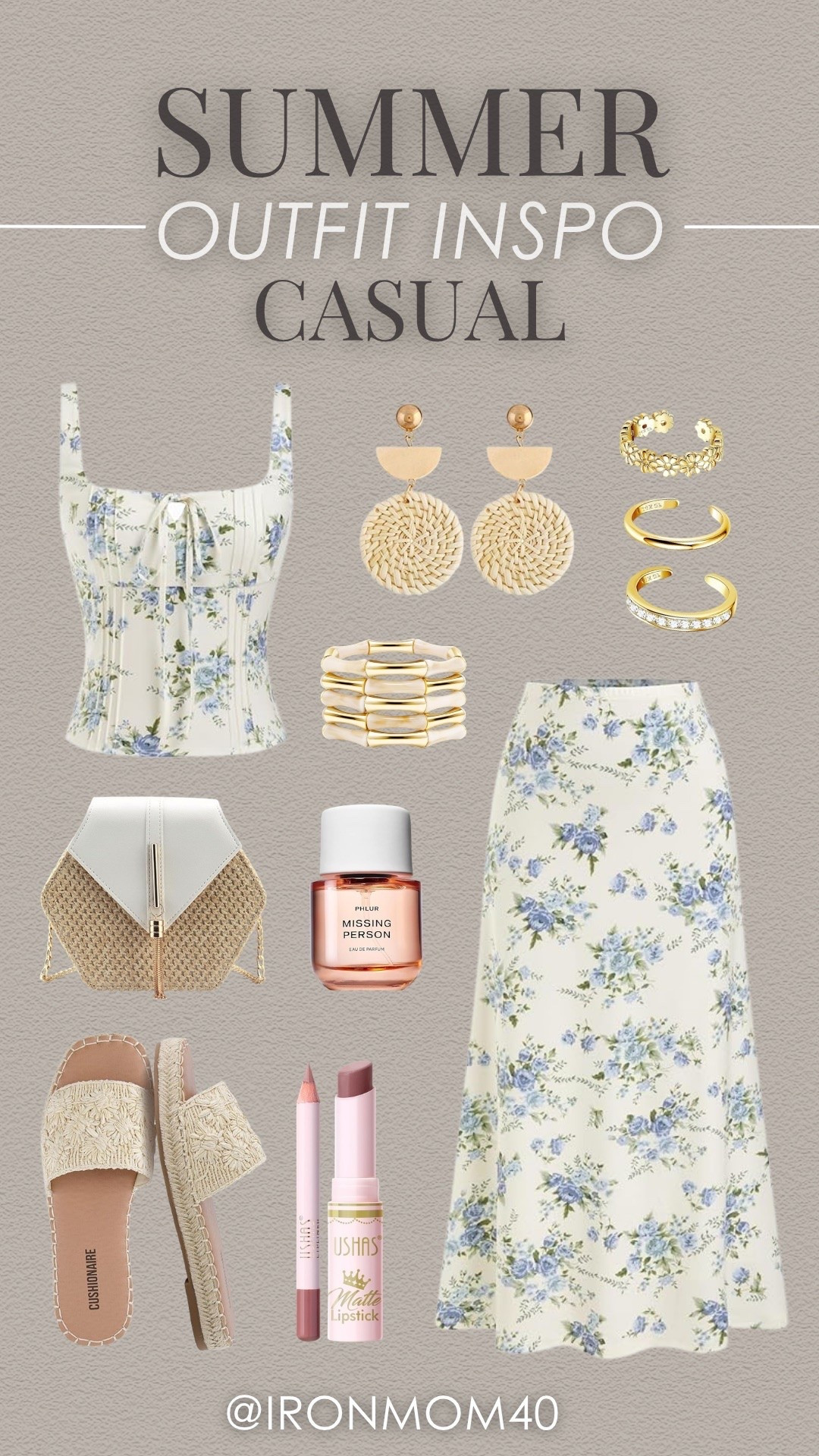 Casual summer outfit with floral tie front top and skirt, plus a straw crossbody bag and other summer accessories!

#LTKgrwm #LTKootd #LTKMidsize