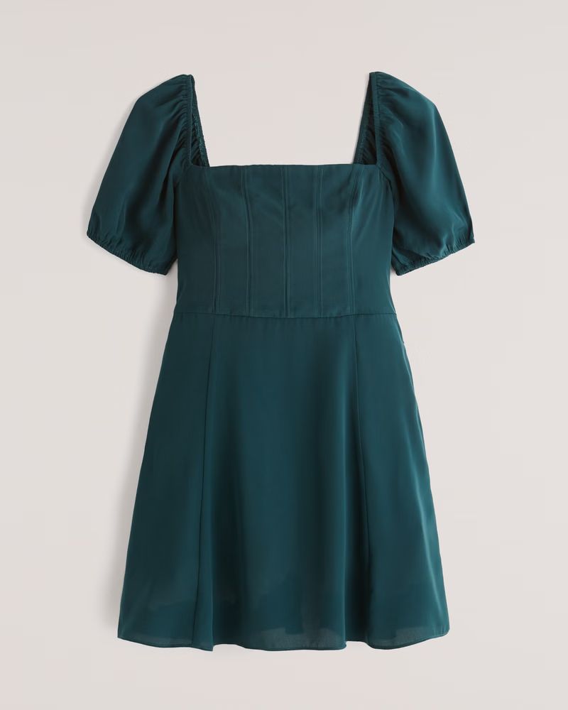 Abercrombie & Fitch Women's Corset Seamed Mini Dress in Green - Size M | Abercrombie & Fitch (US)