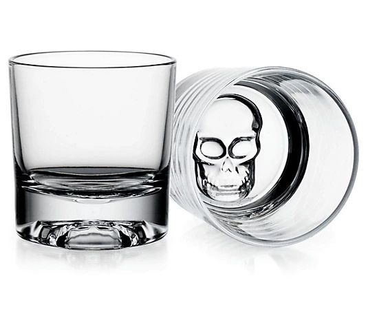 Godinger Set of 2 Skull Double Old Fashion Glasses - QVC.com | QVC
