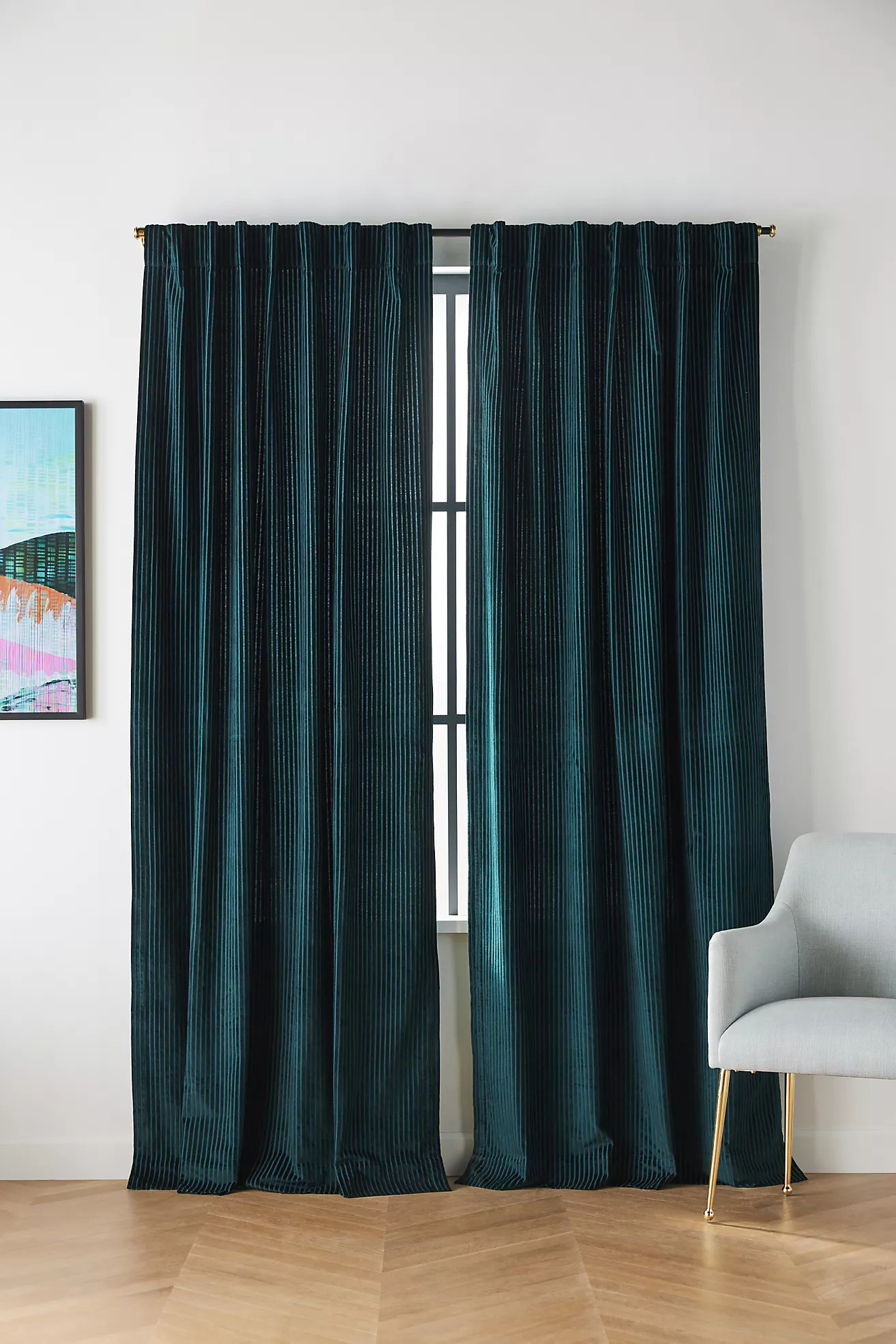 Fiora Ribbed Velvet Curtain | Anthropologie (US)