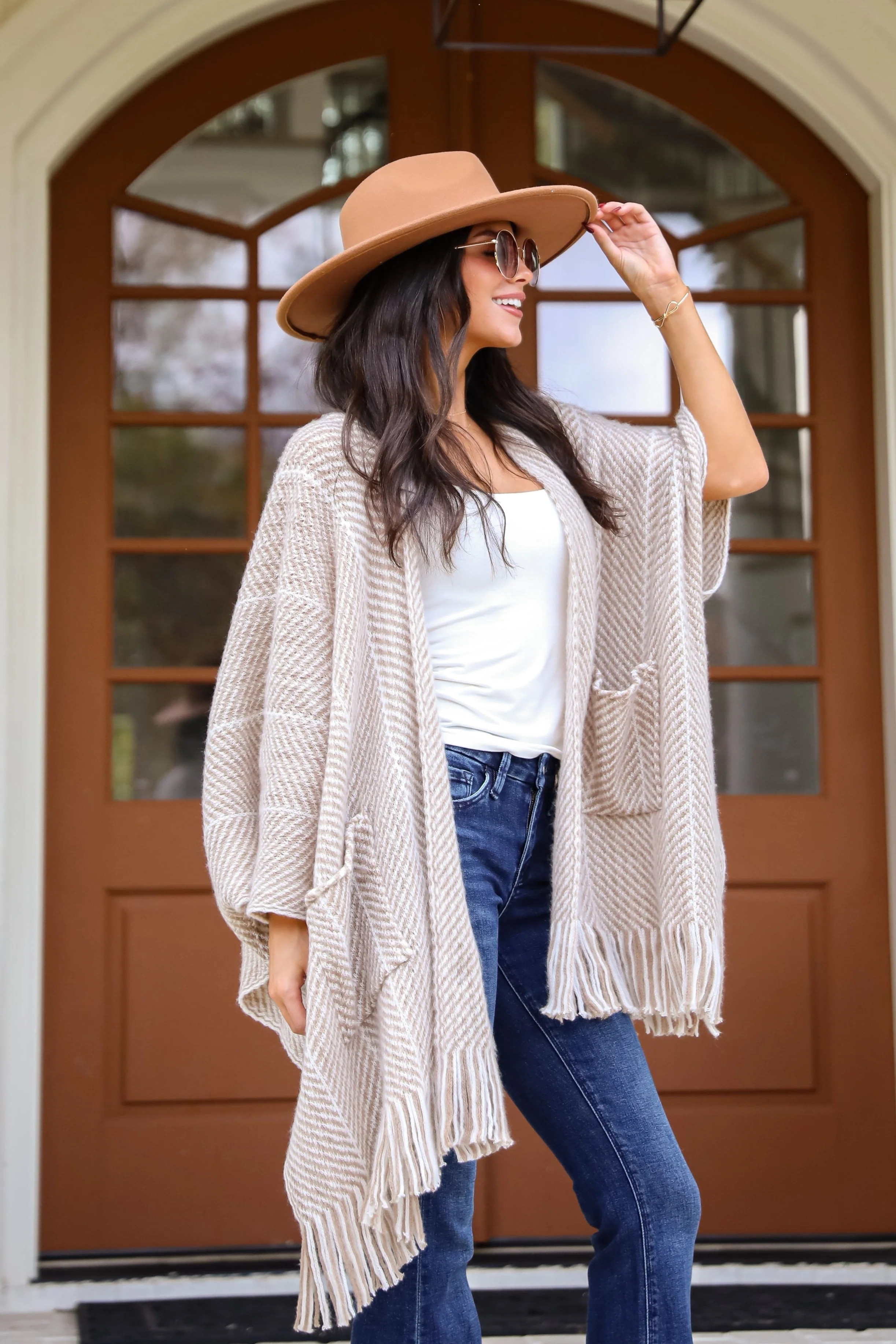 Cozy Beige Fringe Shawl | Cute Ponchos | ShopDressUp | Dress Up