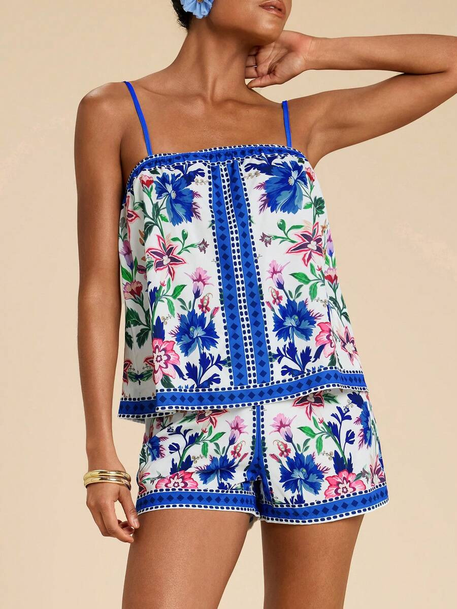 Travachic Women's Summer Vacation Casual Boho Printed Camisole Shorts 2 Pieces Set Holiday Beach ... | SHEIN