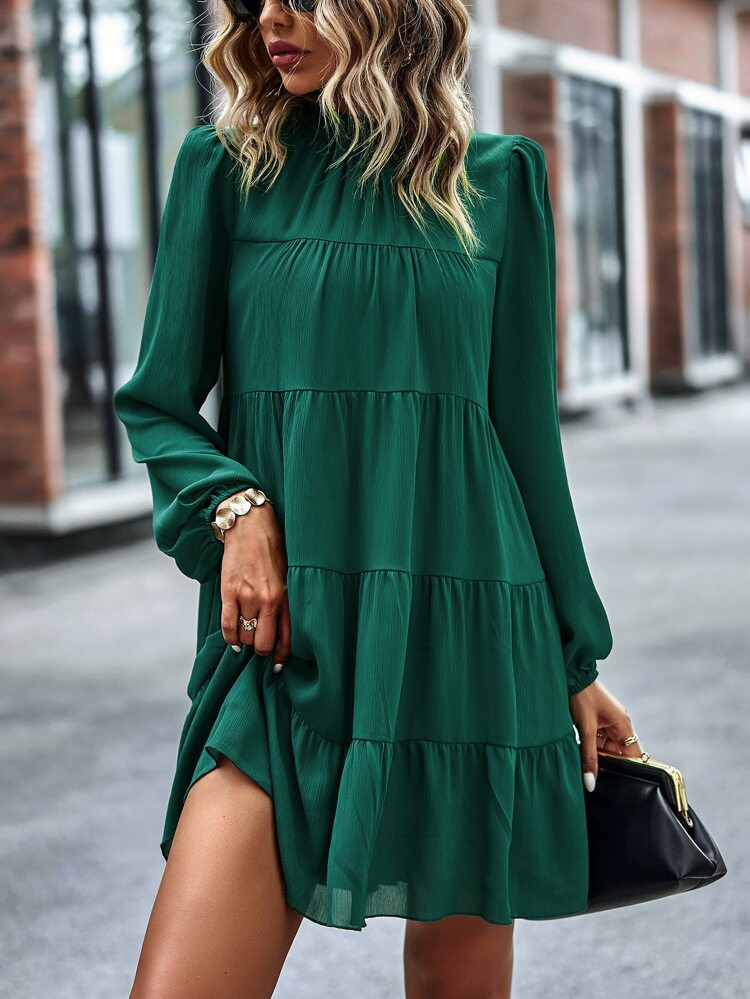 Solid Ruffle Hem Smock Dress | SHEIN