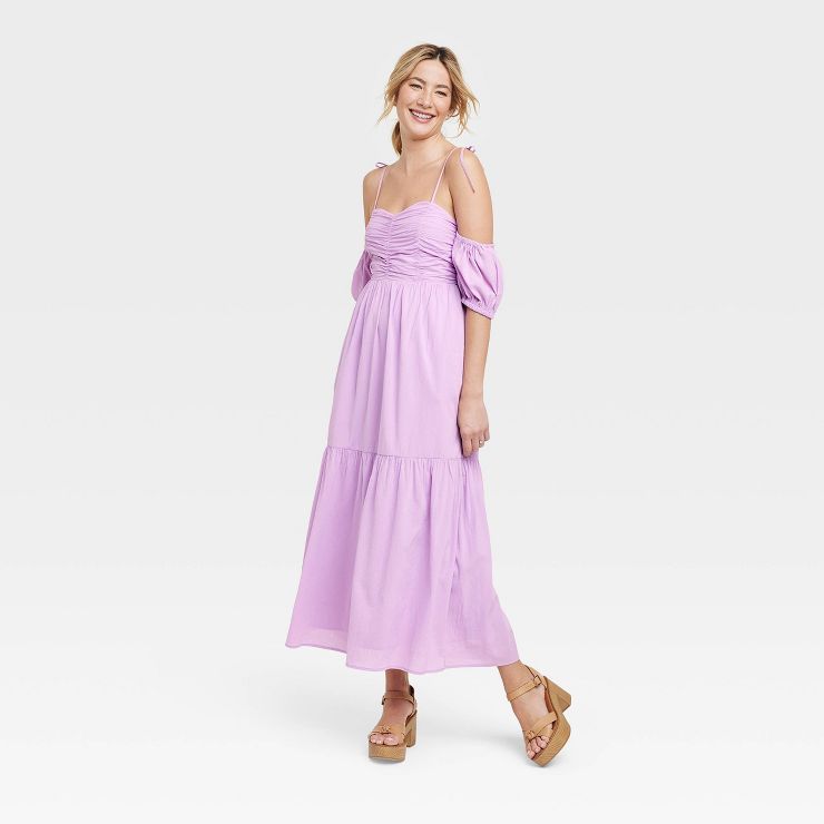 Women's Puff Short Sleeve A-Line Dress - Universal Thread™ Purple | Target