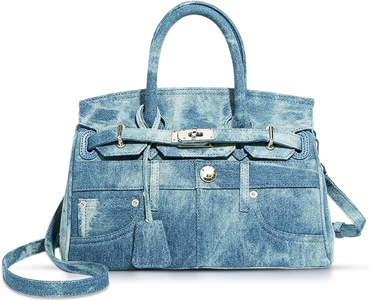 Denim Tote Bag for Women, Large Capacity Crossbody Bag, Patchwork Pattern, Shoulder Bags for Work... | Amazon (US)