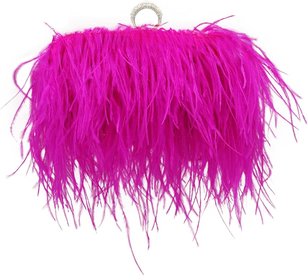 Miuco Women Feather Clutch Purse Shoulder Crossbody Bag Evening Handbags | Amazon (US)