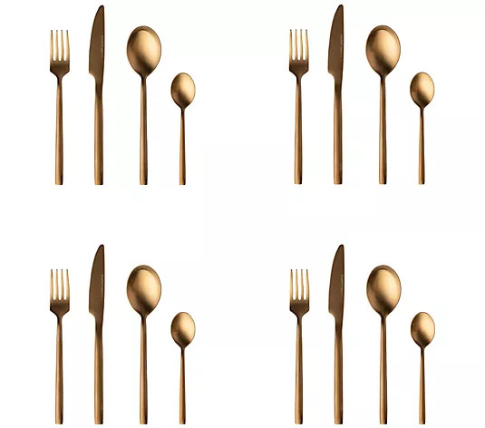 BergHOFF Gem 16pc Gold Plated Flatware Set - QVC.com | QVC