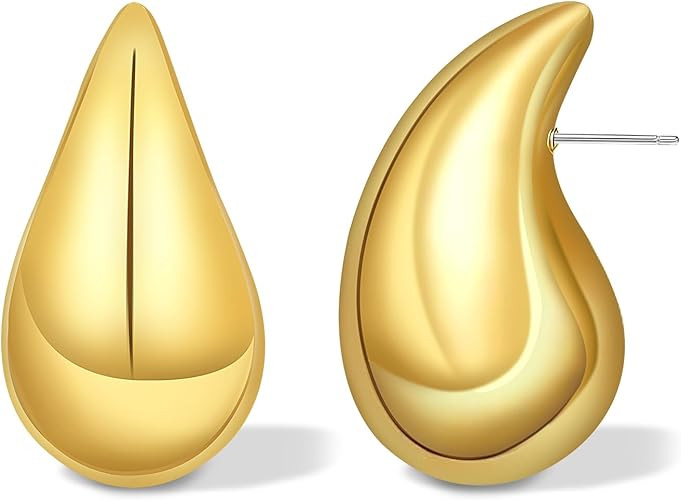 Chunky Hoop Earrings Crystal Teardrop Earrings for Women Gold Silver Drop Earrings Statement Wate... | Amazon (US)