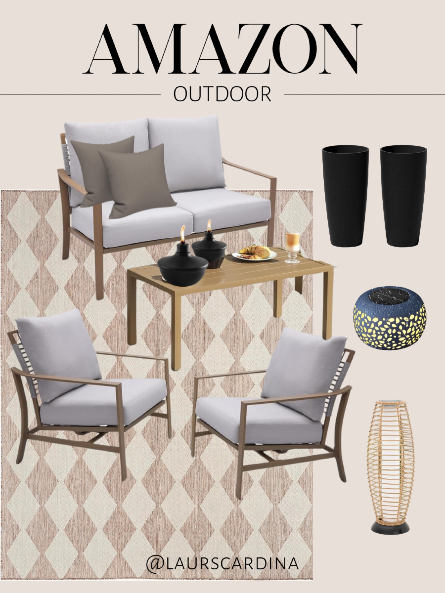 Amazon outdoor finds include a four-piece sofa, chair and table patio set, solar lanterns, tall black pots, an outdoor rug, outdoor throw pillows and tabletop torches.

Patio inspiration, outdoor decor, amazon home


#LTKHome #LTKSeasonal #LTKFindsUnder50