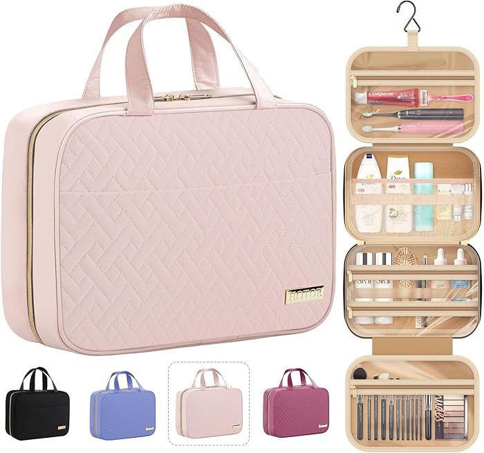 HOTOR Travel Toiletry Bag - Hanging Toiletry Bag for Women & Men, Makeup Bag/Big Comparment, Wate... | Amazon (US)