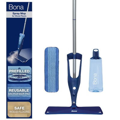 Bona Wood Floor Mop Starter Kit - 1 Spray Mop, 1 Reusable Microfiber Mopping Pad, 1 Refillable Wo... | Target