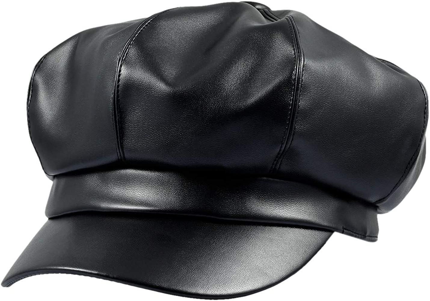 Sportmusies 8 Panels Newsboy Caps for Women, PU Leather Cabbie Painter Hat Gatsby Ivy Beret Cap | Amazon (US)