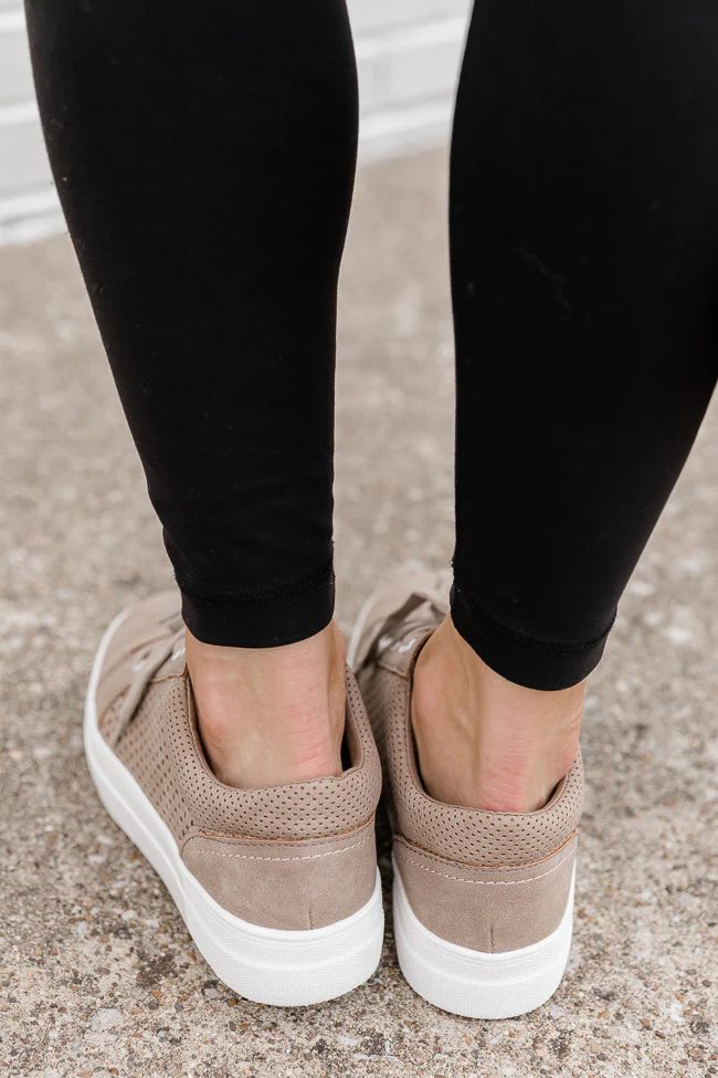 Giana Taupe Perforated Sneakers | The Pink Lily Boutique