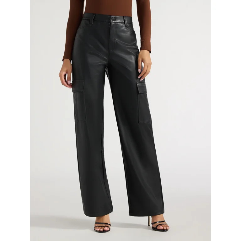 Sofia Jeans Women's Relaxed Straight Super High Rise Cargo Pants, 32.5" Inseam, Sizes 0-20 | Walmart (US)