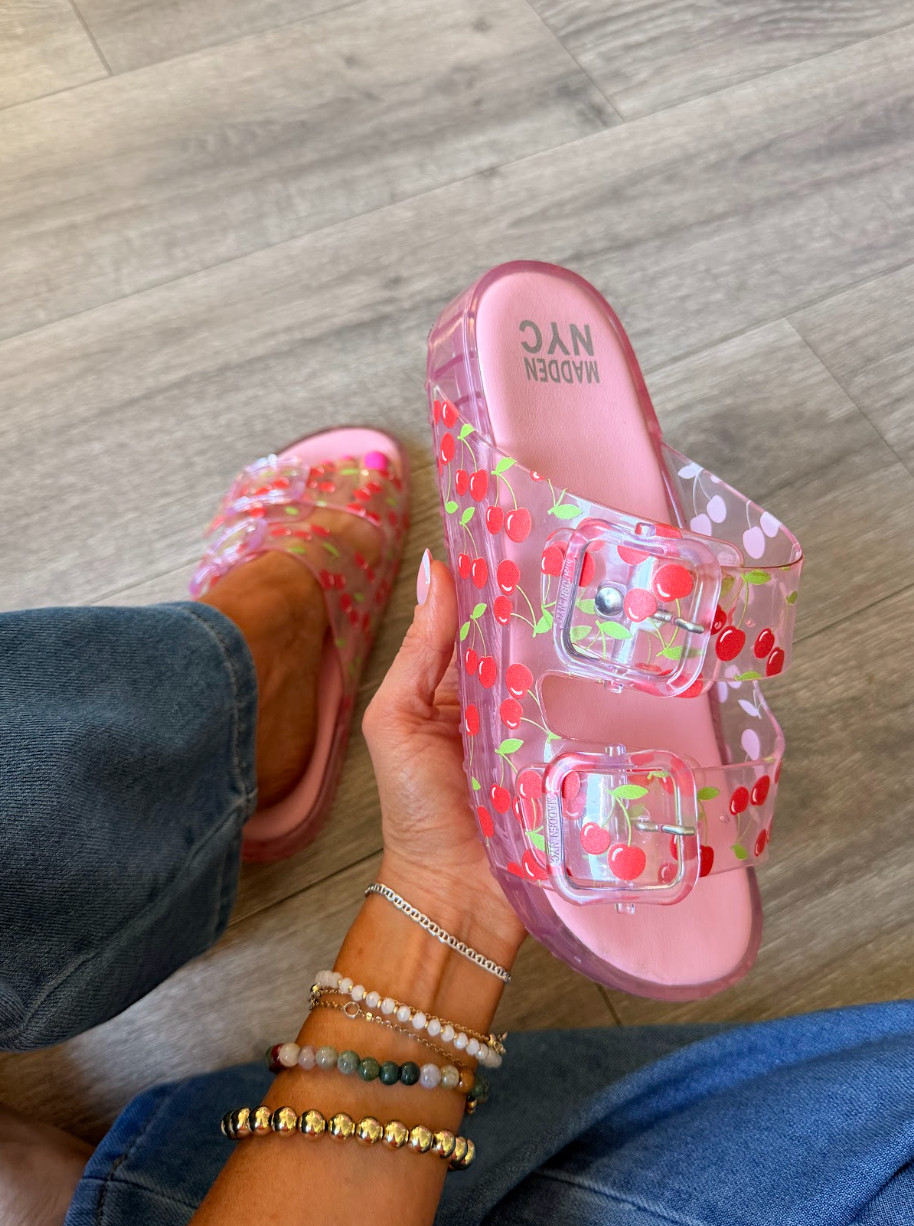 Absolutely smitten with these cherry slides from Walmart!! They fit TTS 

 #LTKootd #LTKSwim