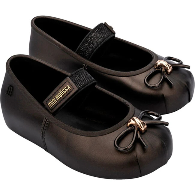 Mini Melissa | Baby Sophie Ballerina Shoes, Black (Beige, Size 6) | Maisonette | Maisonette