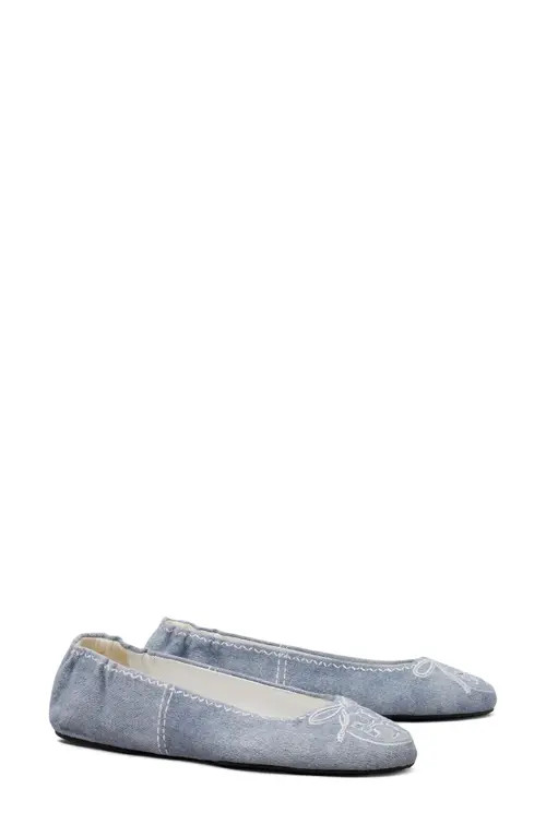 Tory Burch Reva Travel Ballet Flat in Blue Cloud at Nordstrom, Size 8.5 | Nordstrom