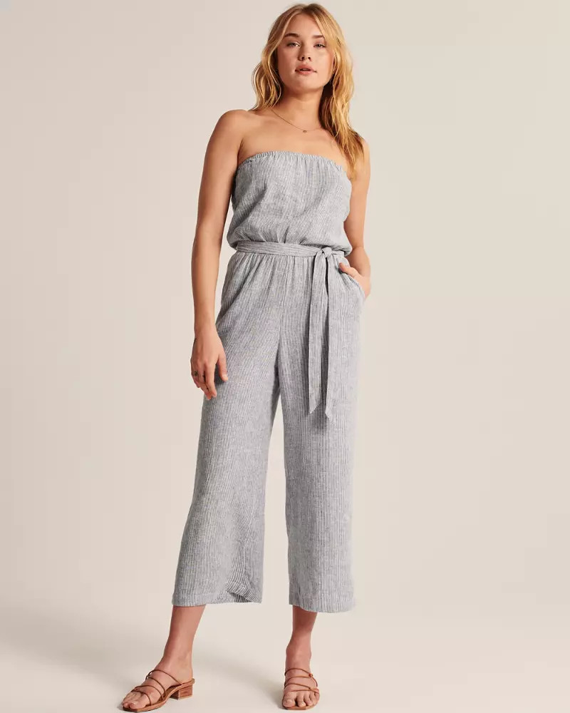 Strapless Tie-Waist Jumpsuit | Abercrombie & Fitch (US)