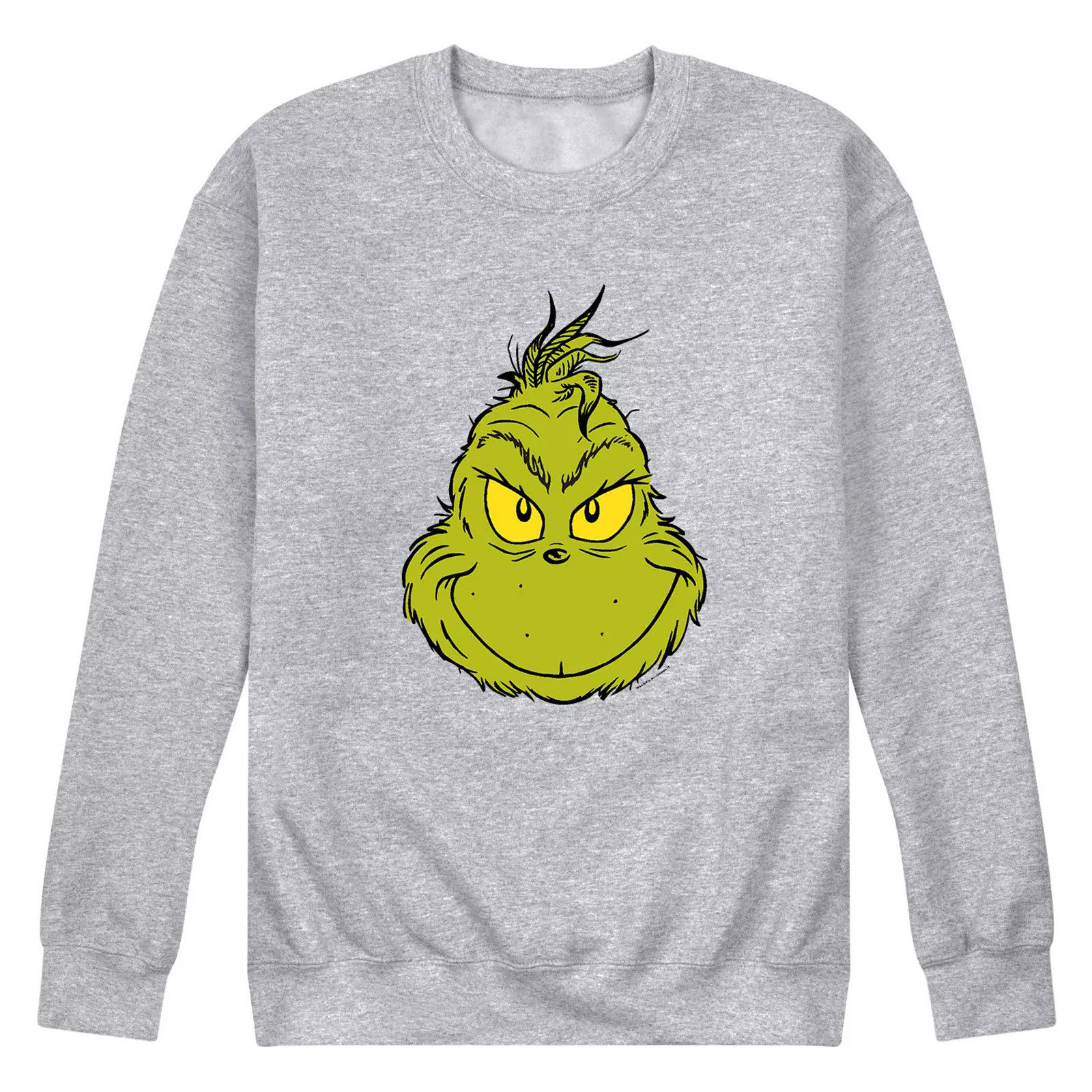 Men's Dr. Suess The Grinch Face Sweatshirt, Size: Medium, Athletic Grey | Kohl's