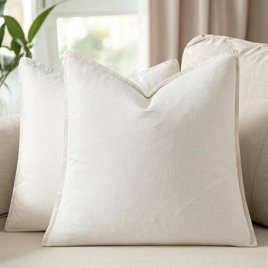 24x24 Inch Set of 2 Euro Decorative Linen Solid Throw Pillow Covers Boho Accent Farmhouse Pillowc... | Amazon (US)