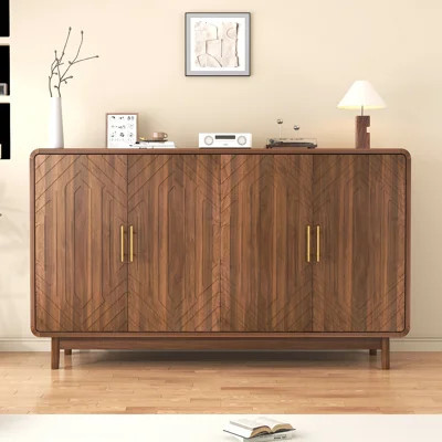 Sideboard Buffet Cabinet With Storage ,Carved 4 Door Sideboard,Multifunctional Accent Cabinet With Adjustable Layer Board | Wayfair North America