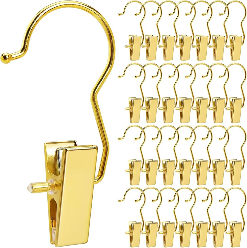 Amber Home 24 Pack Gold Boot Clips for Closet, Gold Boot Hangers with Hooks, Laundry Hooks, Cloth... | Amazon (US)