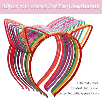 Candygirl Cat Ear Headbands, 10pcs Mix Colors Plastic Headbands for Girls Women, Hair Accessories... | Amazon (US)