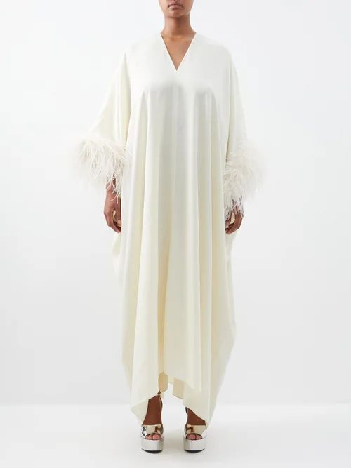 Taller Marmo - Gala Ostrich Feather-trimmed Crepe Gown - Womens - Ivory | Matches (US)