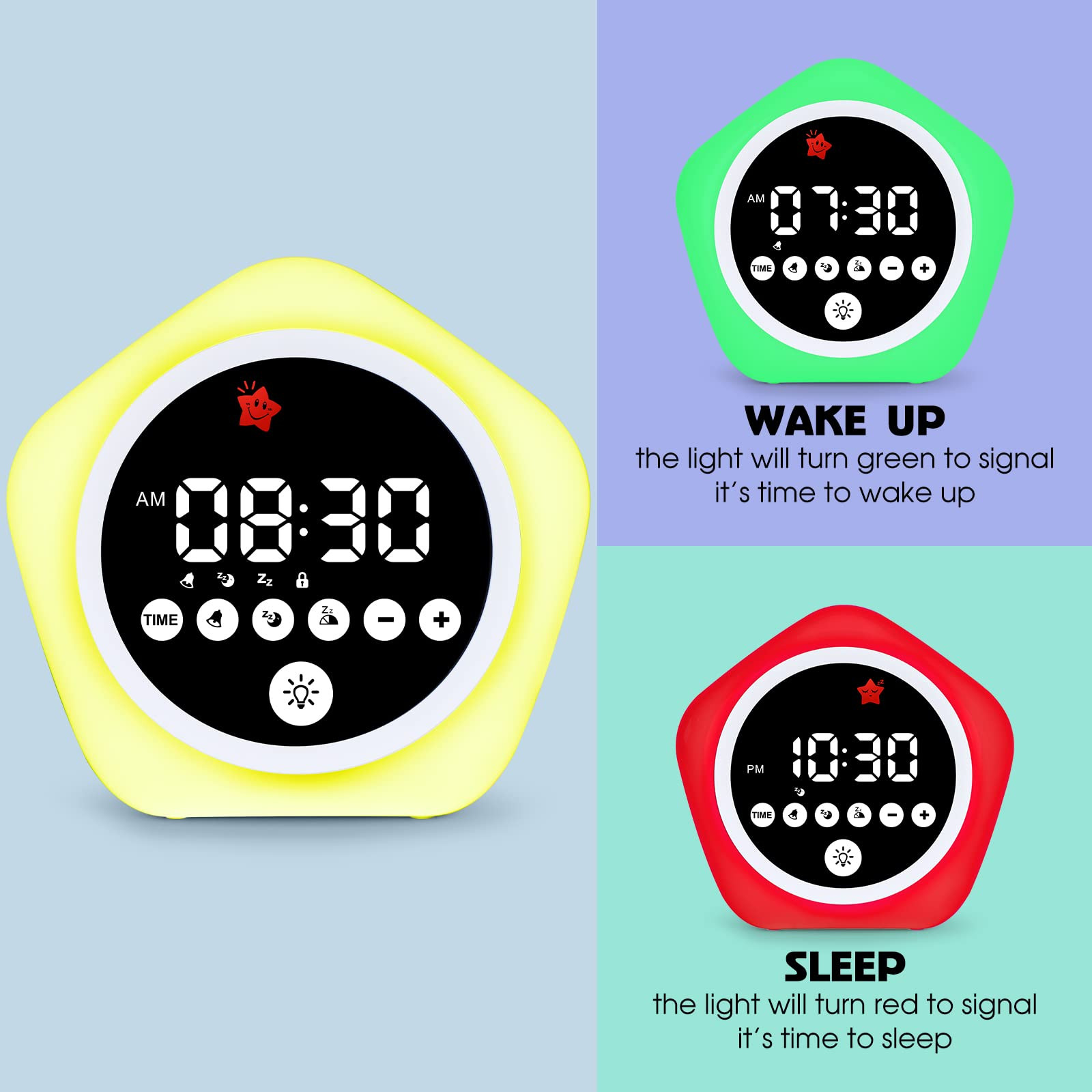 Kids Alarm Clock, Ok to Wake Clock with Green Light Red Light, Toddler Sleep Training Clock for C... | Amazon (US)
