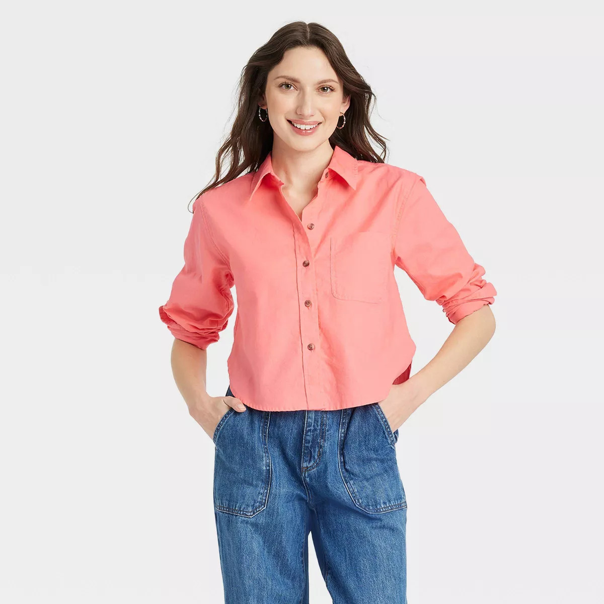 Women's Long Sleeve Collared Button-Down Shirt - Universal Thread™ | Target