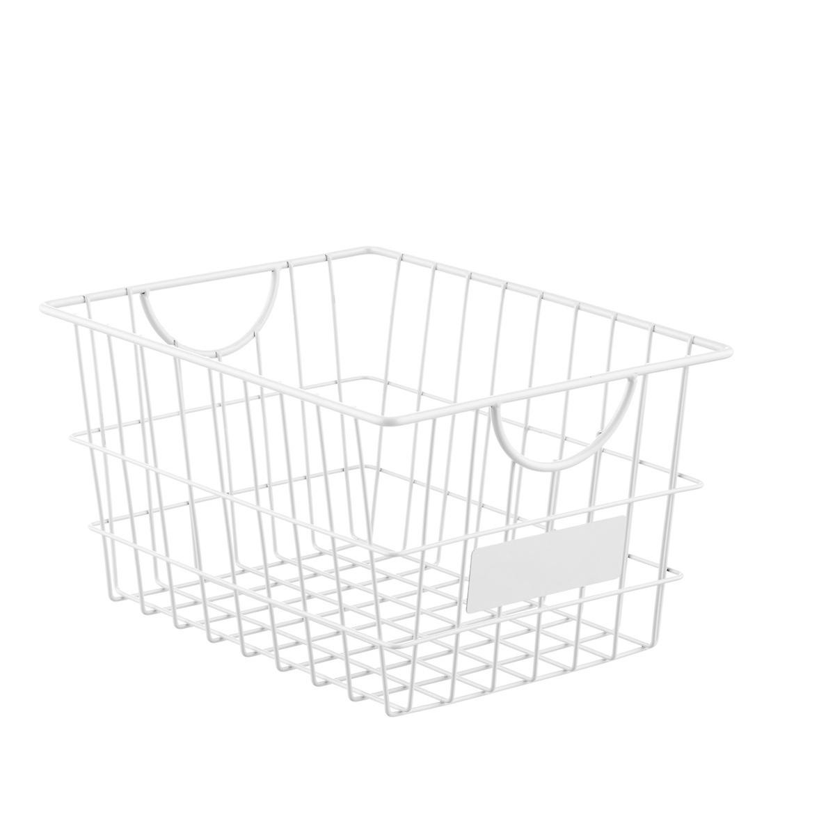 Medium Wire Storage Basket w/ Label White | The Container Store