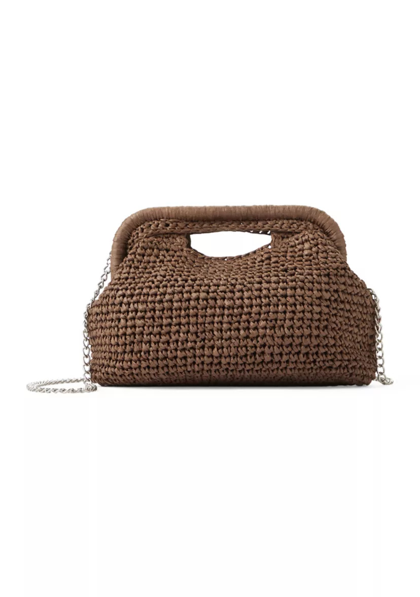Straw Frame Clutch with Cutout Handle | Belk