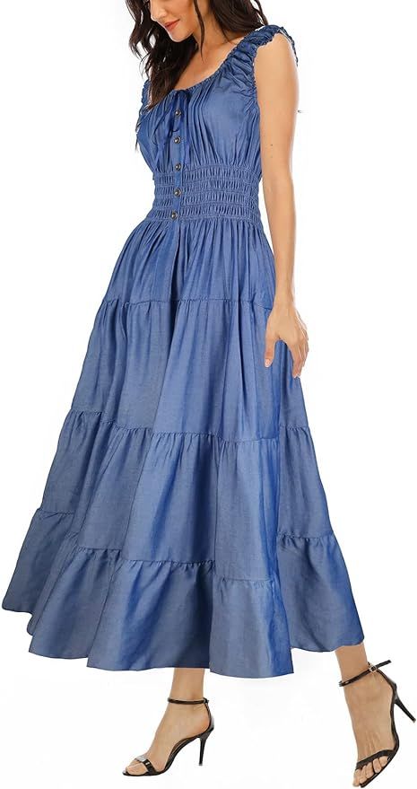 OSTOO Women's 2024 Summer Boho Floral Print Tiered Casual Flowy Long Maxi Dress | Amazon (US)