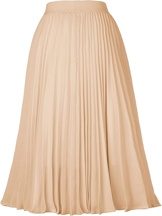 GRACE KARIN Women High Elastic Waist Pleated Chiffon Skirt Midi Swing A-line Skirts | Amazon (US)