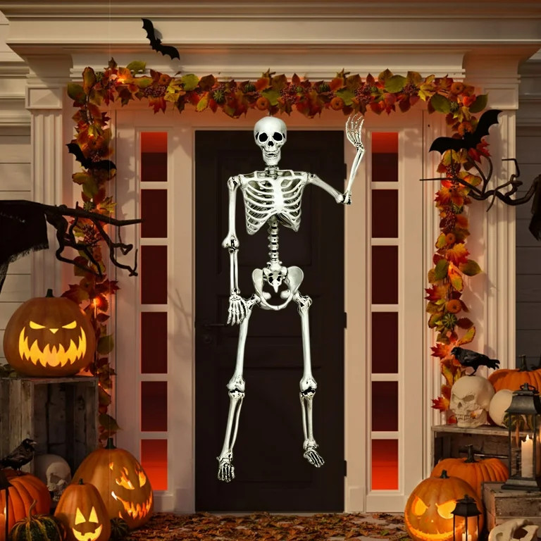 Costway 5.4ft Halloween Skeleton Life Size Realistic Full Body Hanging with Movable Joints 63 Inc... | Walmart (US)