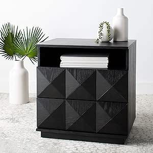 Safavieh Couture Home Patty Modern Black 2-drawer Nightstand | Amazon (US)