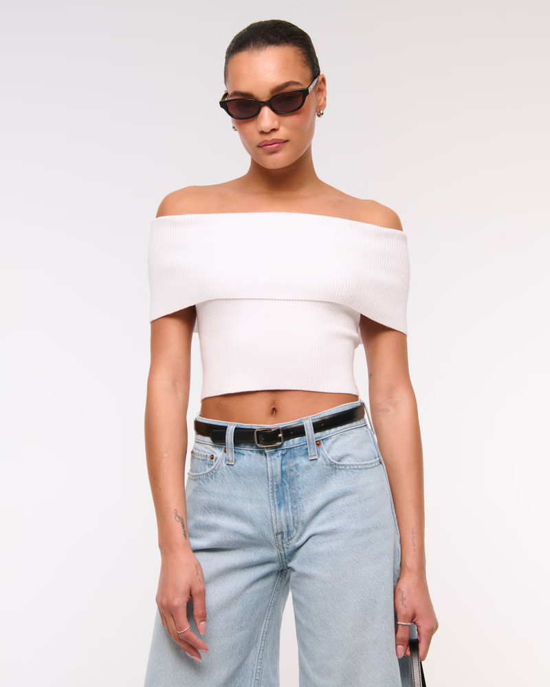 Women's Foldover Off-The-Shoulder Sweater Top | Women's Tops | Abercrombie.com | Abercrombie & Fitch (US)
