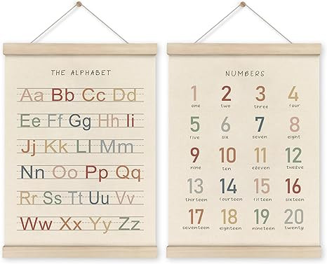 HRQKO Alphabet Numbers Poster Hanger Frame Set of 2, Nursery Wall Decor, ABC Banner Poster Wall A... | Amazon (US)