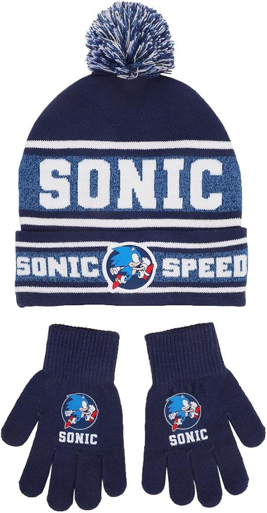 Sonic The Hedgehog Sonic Speed Youth 2-Piece Knit Beanie &amp; Gloves Set | Amazon (US)
