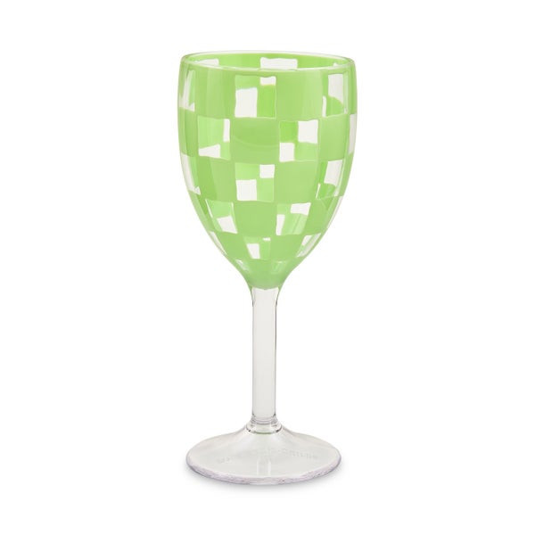 MacKenzie-Childs Green Check Acrylic Wine Goblets | MacKenzie-Childs