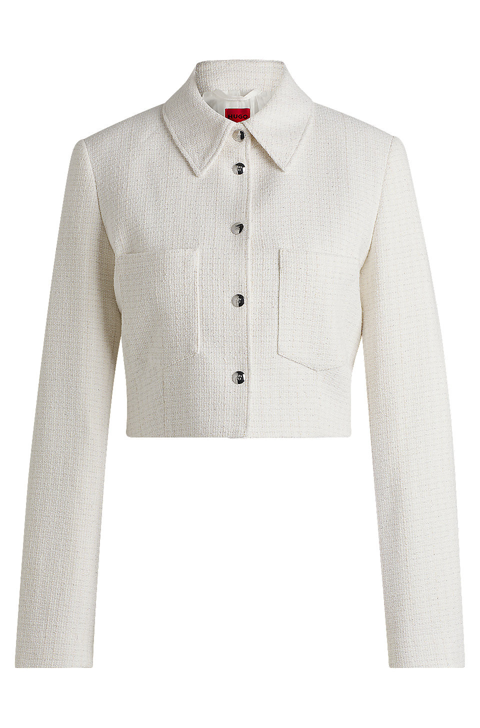 Regular-fit cropped jacket in cotton-blend bouclé | Hugo Boss (UK)