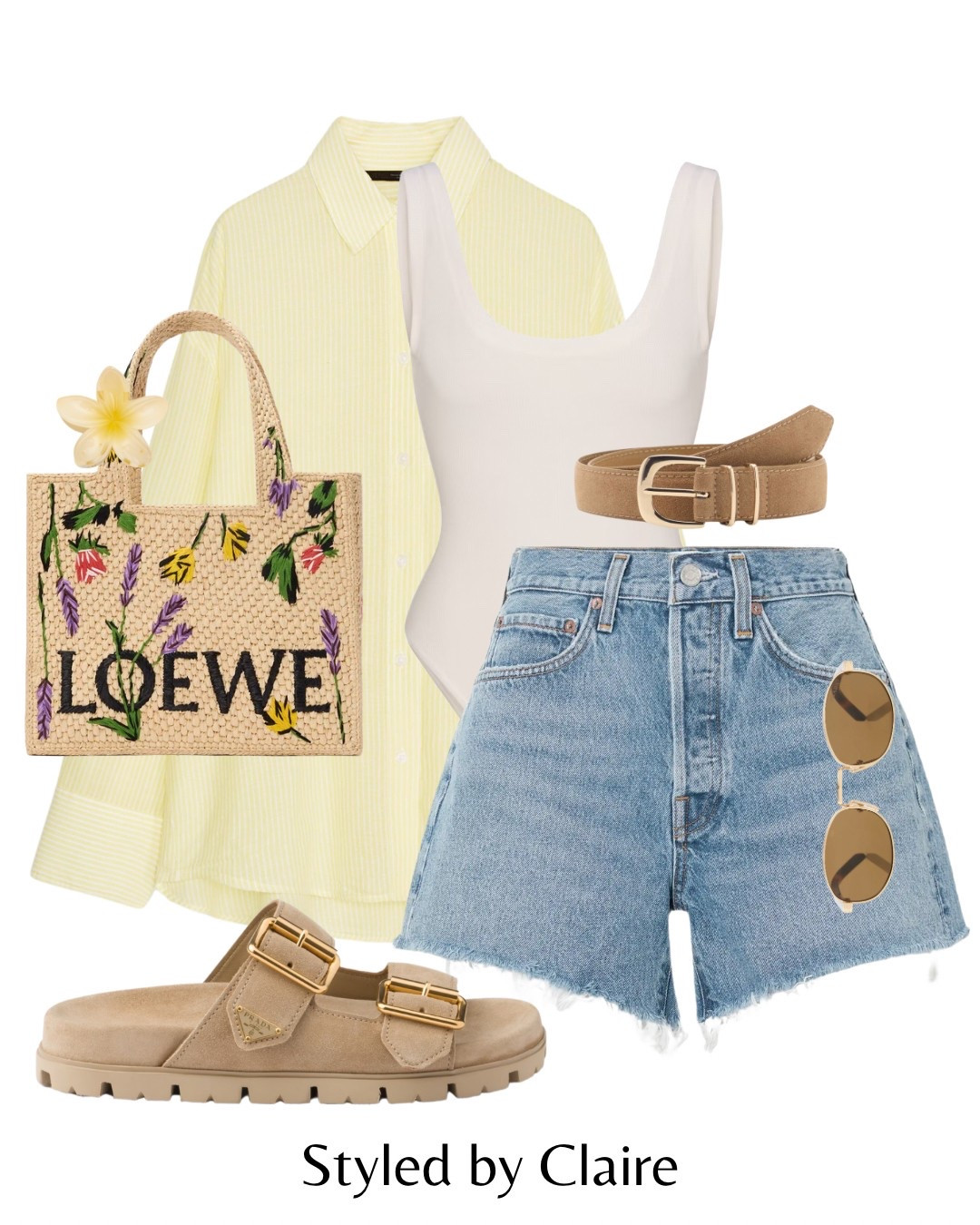 Butter Yellow & Suede🌼
Tags: new in Zara distressed denim shorts stripe oversized shirt belt Prada sandals Loewe raffia bag hair claw bodysuit skims miu miu sunglasses fashion spring summer inspo outfit ideas chic women’s style city break holiday vacation agolde Barcelona Ibiza brunch pastel capsule wardrobe

#LTKsummer #LTKspring #LTKstyletip