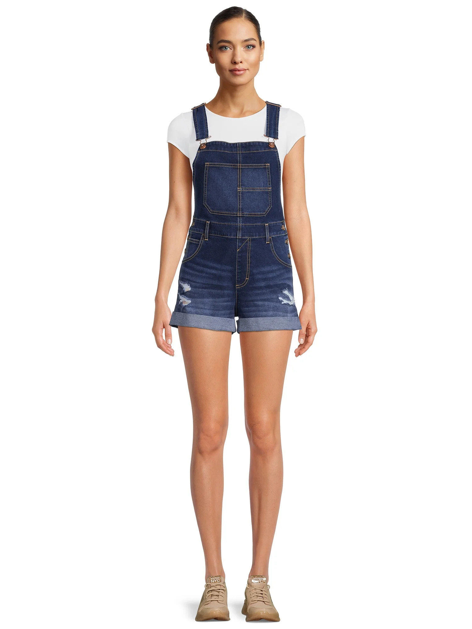 No Boundaries Juniors' Relaxed Boyfriend Shortalls | Walmart (US)