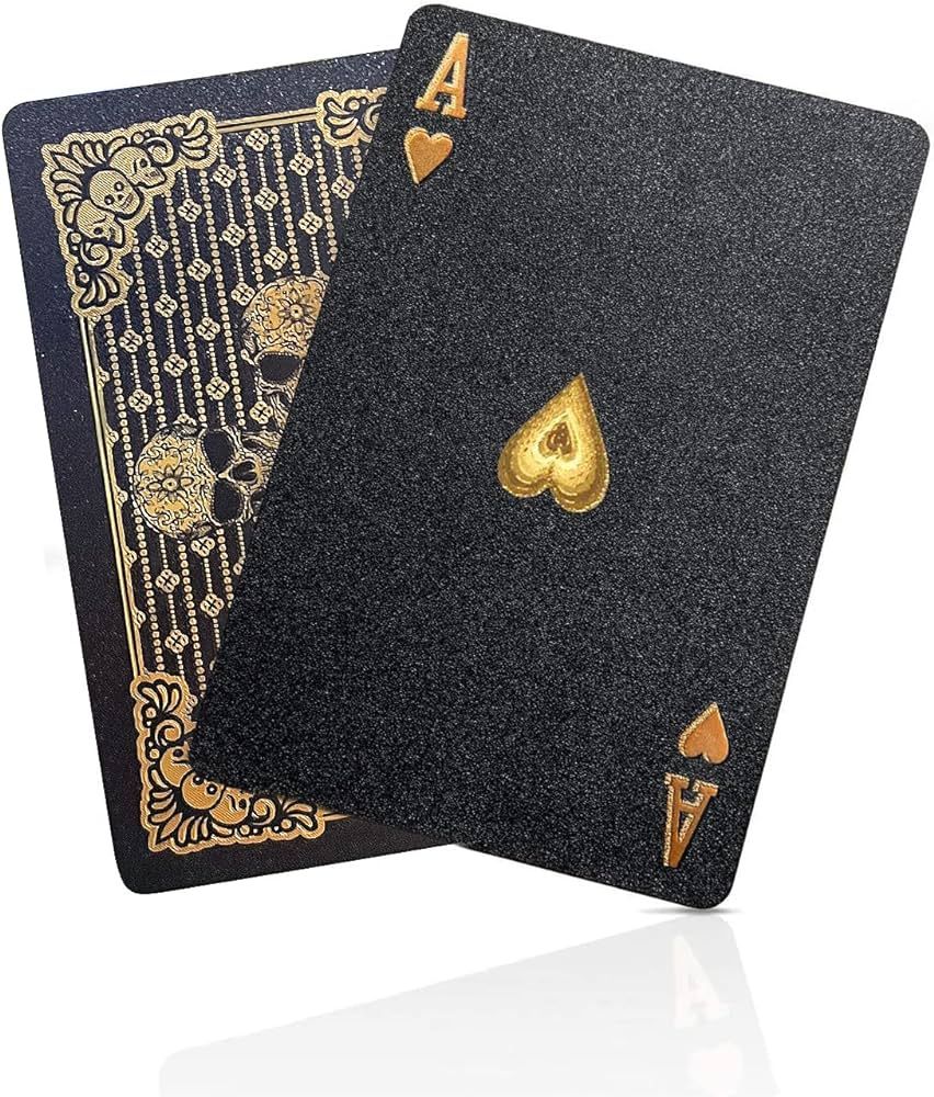 BIERDORF Diamond Waterproof Black Playing Cards, Poker Cards, HD, Deck of Cards (Sliver Skull) | Amazon (US)