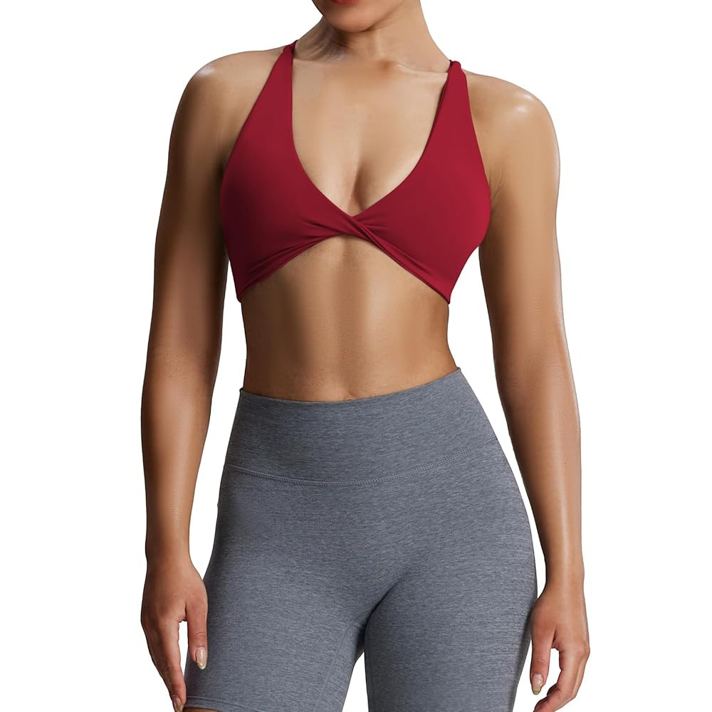 Aoxjox Women's Workout Sports Bras Fitness Sienna Low Impact Bra Yoga Crop Tank | Amazon (US)