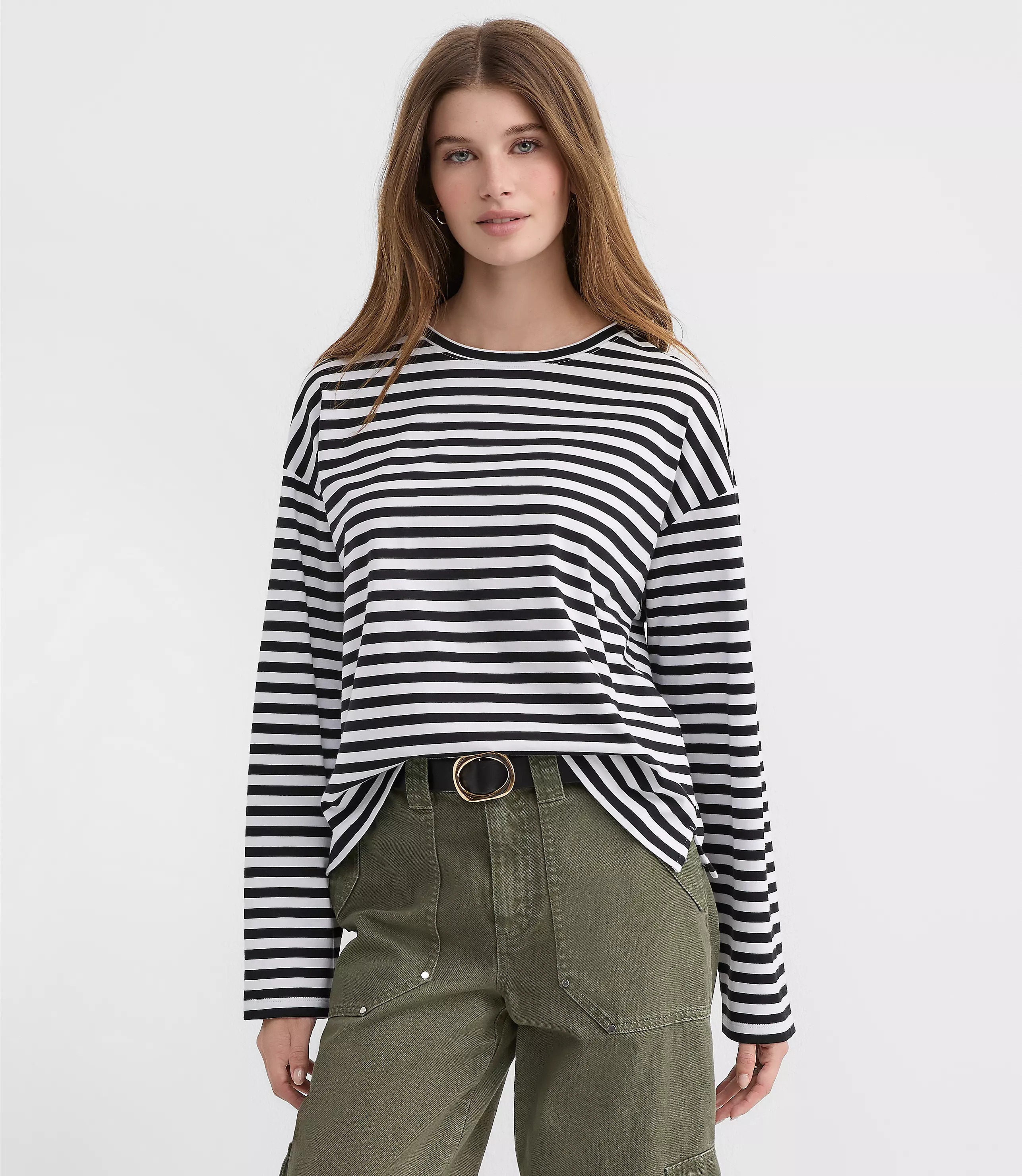 Striped Long Sleeve Modern Tee | LOFT