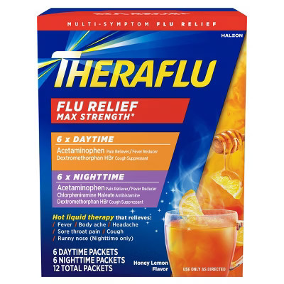 Theraflu Multi-Symptom Flu Relief Max Strength Day & Night Powder - Honey Lemon - 12ct | Target