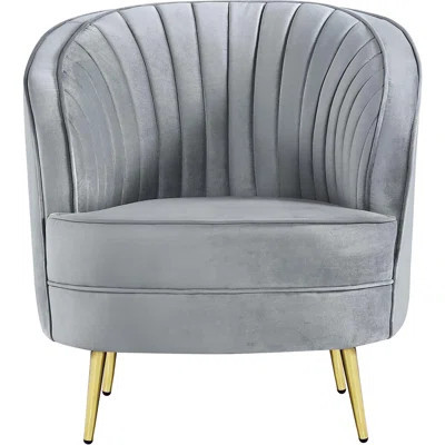 Grey Velvet Chair With Gold Legs, Stylish Home Element Accent Details, Comfortable Seating | Wayfair North America