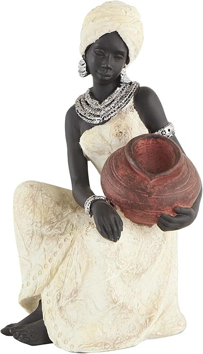 Deco 79 Polystone Woman Decorative Sculpture Sitting African Home Decor Statue with Red Water Pot... | Amazon (US)